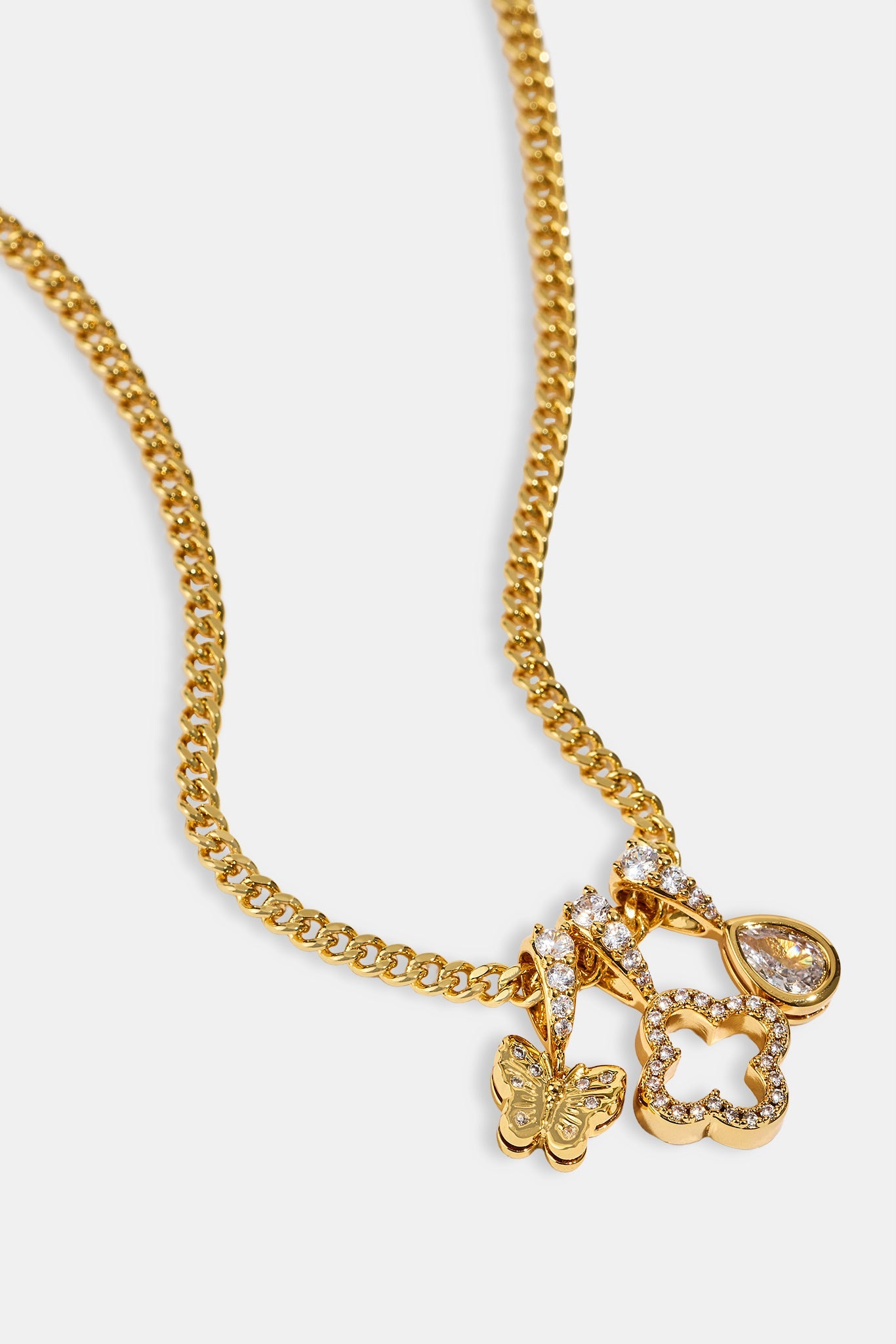 Triple Layer Butterfly Motif Necklace - 10mm - Gold